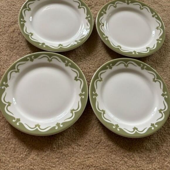 4 Jackson China Vintage Green & White 7” Plates - Picture 3 of 7
